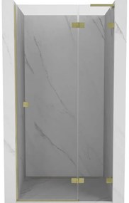 Mexen, Mexen Lunar L pravé otočné sprchové dvere 85 cm, transparentné, brúsené zlaté - 834L-085-000-55-00-P