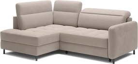 Svetlohnedá zamatová rozkladacia/s úložným priestorom rohová pohovka (ľavý roh/do L) Barea – ELTAP