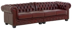 furniture-nabytek.cz - Štvormiestna pohovka Chesterfield z pravej kože, červená – 268×100×72 cm
