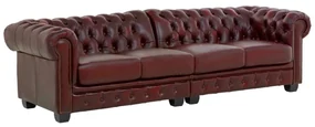 furniture-nabytek.cz - Štvormiestna pohovka Chesterfield z pravej kože, červená – 268×100×72 cm