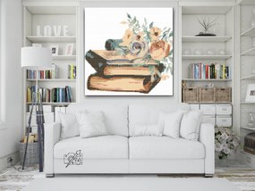 Gario Diamantové maľovanie Kvety na knihách Rozmery: 80 x 80 cm, Rámovanie: S vnútorným rámom, Diamanty: Okrúhle