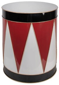 Červeno-biely dekoračný kovový bubon Drum - Ø 43*51 cm