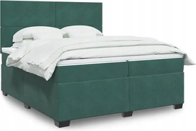 vidaXL Posteľný rám boxsping s matracom tmavozelený 200x200 cm zamat