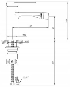 Gamma Faro, bidetová batéria h-140, čierna matná, GMA-BFB-BK