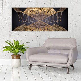 Obraz - Zlatá mandala s šípmi (120x50 cm)