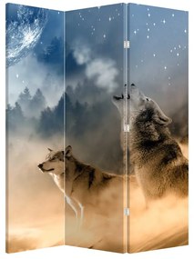 Paraván - Vlci vyjúcí na mesiac (126x170 cm)