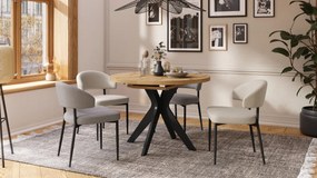 RENZO Dub Artisan/čierna noha - OKRÚHLY STÔL Ø110 ROZKLADACÍ DO 180 cm | DO KUCHYNE JEDÁLNE OBÝVAČKY RETRO