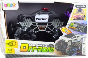 LEAN Toys Policajné terénne auto na diaľkové ovládanie RC svetlá dymový efekt 1:16