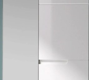 Skriňa so zrkadlom Spice, lesklá biela