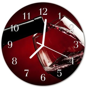 Sklenené hodiny okrúhle Poháre na víno fi 30 cm
