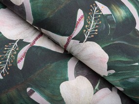Biante Dekoračný štvorcový obrus Leona LN-146 Tropické listy s kvetmi na režnom 70x70 cm