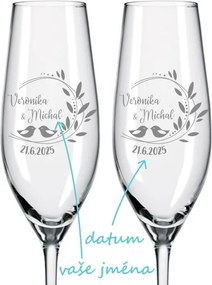 Svadobné poháre na sekt Romance 2 ks