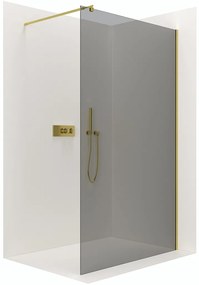 CERANO - Sprchová zástena Walk-in Onyx Ľ/P - guľatá vzpera - zlatá kartáčovaná, grafitové sklo - 160x200 cm, CER-CER-8050BD202