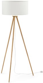 Stojacia lampa na troch nohách, z dreva