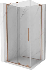 Mexen Velar L, sprchový kút s posuvnými dverami 120 x 85 cm, 8mm číre sklo, medená matná, 871-120-085-03-65