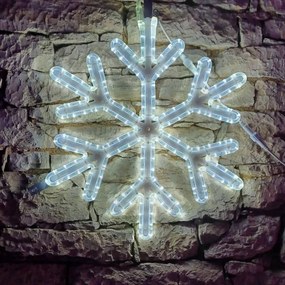 DECOLED LED svetelná snehová vločka V, závesná 3D tlač, priemer 67 cm, ľadovo biela