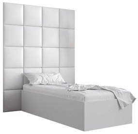 Jednolôžková posteľ s čalúneným čelom 90 cm Brittany 3 (biela matná + biela) (s roštom). Vlastná spoľahlivá doprava až k Vám domov. 1045975