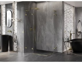 Mexen Lunar, L Duo výklopný sprchový kút 105 x 100 cm, 8mm číre sklo, zlatý profil, 834L-105L-100P-50-00