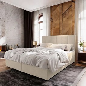 Čalúnená posteľ boxspring MERALIS 140x200 cm béžová Matrac: Bonell pružinová matrac