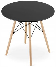 Jedálenská zostava TODI 80cm okrúhly stolový set čierny + 4 stoličky LAGO sivé