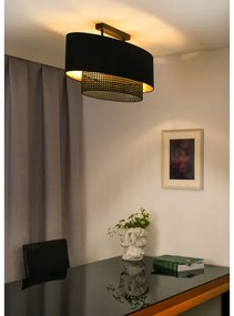 Duolla - Prisadený luster DOUBLE OVAL RATTAN 2xE27/15W/230V čierna/ratan