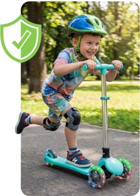 Ricokids Glow svietiaca v tme detská balančná Kolobežka - tyrkysová