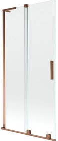 Mexen Velar L, 2-krídlová posuvná vaňová zástena 90 x 150 cm, 8mm číre sklo, ružové zlato, 896-090-003-01-60
