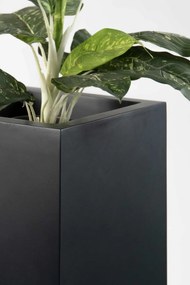 Hranatý kvetináč BLOCK, výška 100 cm, materiál MDF, čierny mat