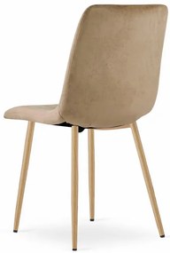 Set troch jedálenských stoličiek LAVA zamatové hnedé / drevené nohy (3 ks)