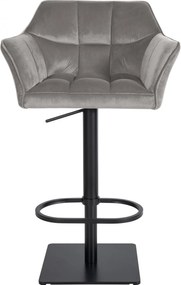 Barová stolička Damaso B - zamat, čierny rám - Sivá