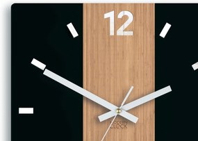Bambusové nástěnné hodiny Primo 30 cm hnědé/černé II