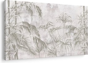 Obraz - Tropické rastliny na stene v šedej (90x60 cm)