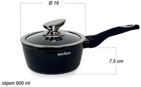 MEGAKOMBO Multifunkčný kuchynský robot BestBerg BBR-1900B + 15dielna sada riadu s mramorovým povrchom BestBerg BBN-1015A / čierna