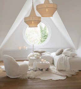 Biela okrúhla stolička s opierkou Teddy Bouclé White - Ø 52*49 cm