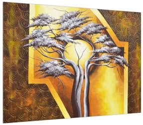 Orientálny obraz stromu a slnka (70x50 cm)