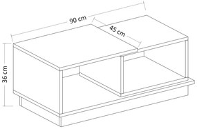 Dizajnový konferenčný stolík Aceline 90 cm antracitový / dub