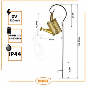 BERGE Solárne záhradné svietidlo so snímačom súmraku IP44, tesné