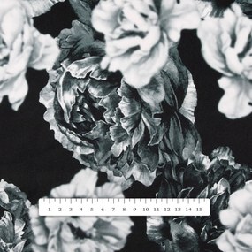 Biante Zamatový štvorcový obrus Tamara TMR-040 Čierno-biele pivonky na čiernom 90x90 cm
