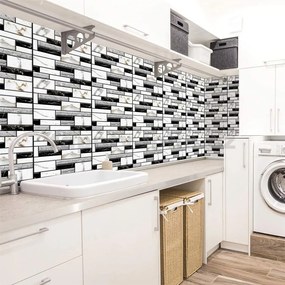 Samolepiace PVC 3D panely TPWP509, cena za kus, rozmer 30 x 30 cm, sivo-čierny obklad, IMPOL TRADE