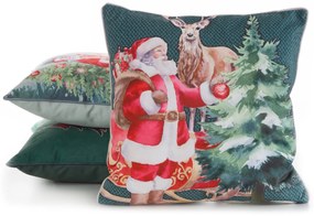 VIANOČNÁ DEKORAČNÁ OBLIEČKA NA VANKÚŠ SANTA6 45X45 CM VZOROVANÁ