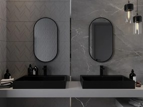 Mexen Loft oválne kúpeľňové zrkadlo 75 x 40 cm, čierny rám - 9851-075-040-000-70