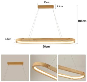 Brilagi - LED závesný luster na lankách UMEA WOOD LED/40W/230V 90x22 cm drevo