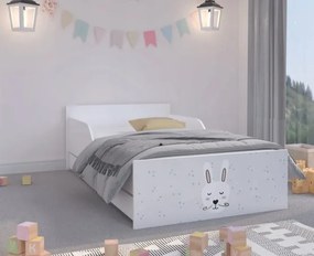 DomTextilu Nádherná detská posteľ s fúzatým zajačikom 180 x 90 cm  Biela 46927