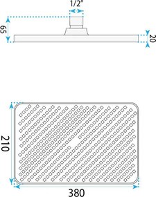 Rea Rea, obdĺžniková dažďová sprcha 380x210 mm, JS-032, zlatá lesklá, REA-P0395