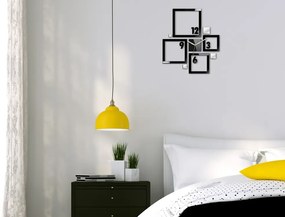 3D nalepovacie hodiny Quadrat čierno-zrkadlové