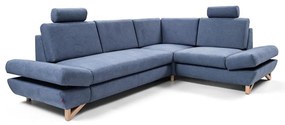 Rozkladacia rohová čalúnená sedacia súprava AVESTA do tvaru L, pravé prevedenie, modrá, s úložným priestorom