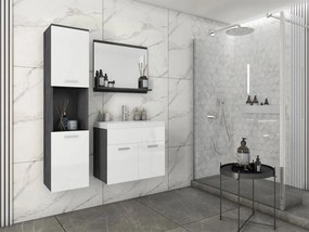 Kúpelňový nábytok Floryna, Farby: biela / šedý lesk, Sifón: so sifónom, Umývadlová batéria: Economico BYU 020M