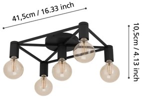 Eglo 43721 - Stropné svietidlo SPEKE 5xE27/40W/230V čierna