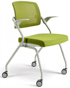 BESTUHL Konferenčná rokovacia stolička U20 WHITE zelená na kolieskách