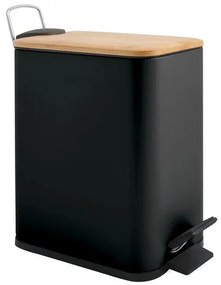 Spirella pedálový odpadkový kôš ERIK matná čierna oceľ bambusové veko 5 L 10.22585